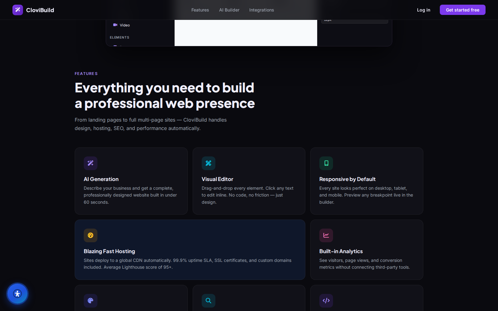 A finished, styled multi-page website built by CloviBuild