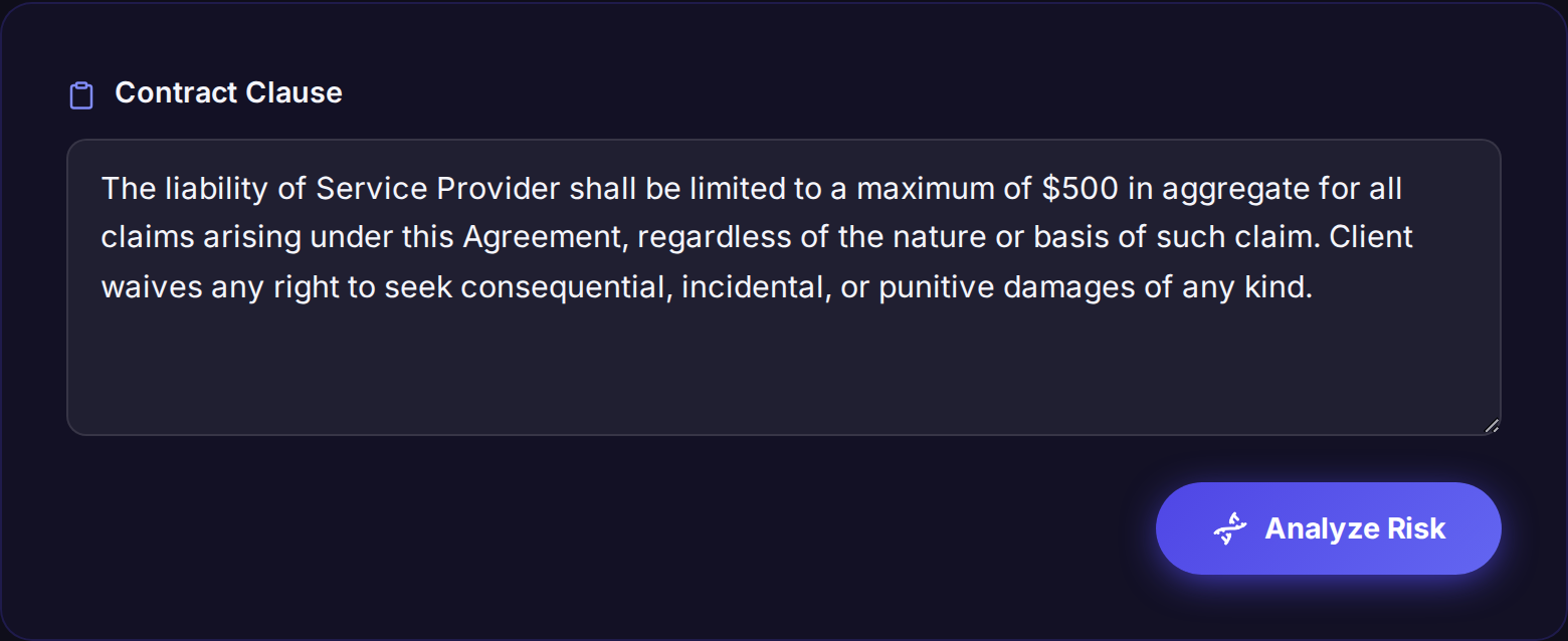 chat-with-document panel answering a question about the contract