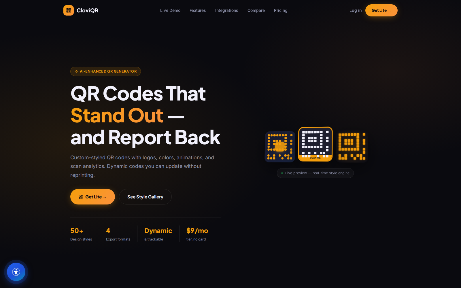 CloviQR dynamic QR code builder