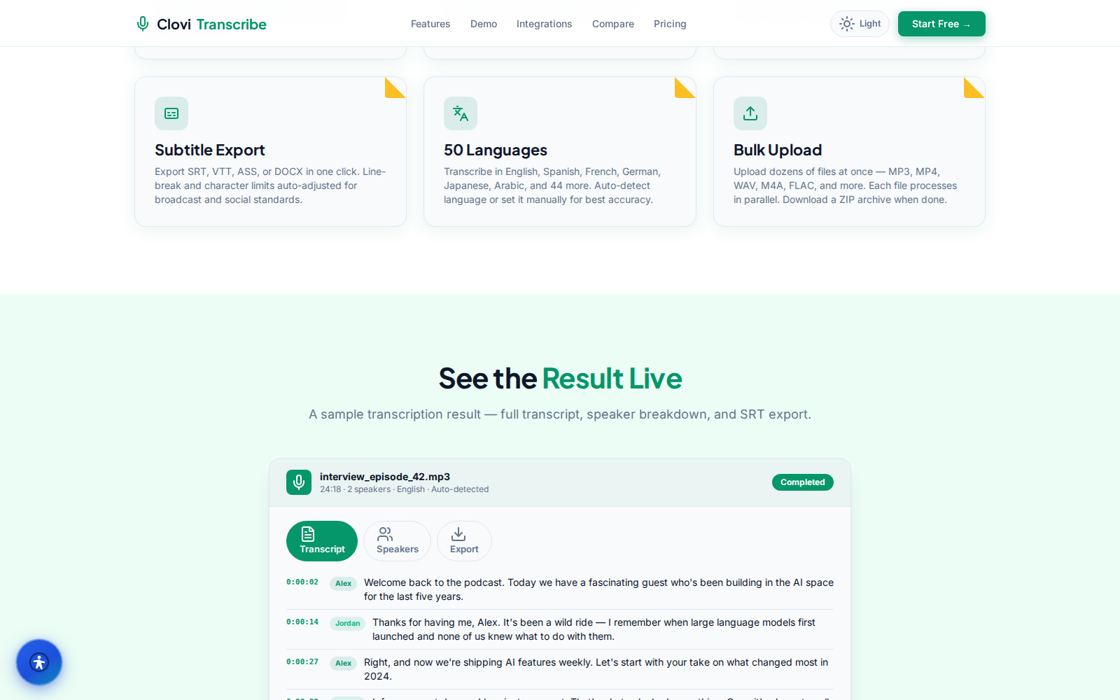 Caption and transcript export options